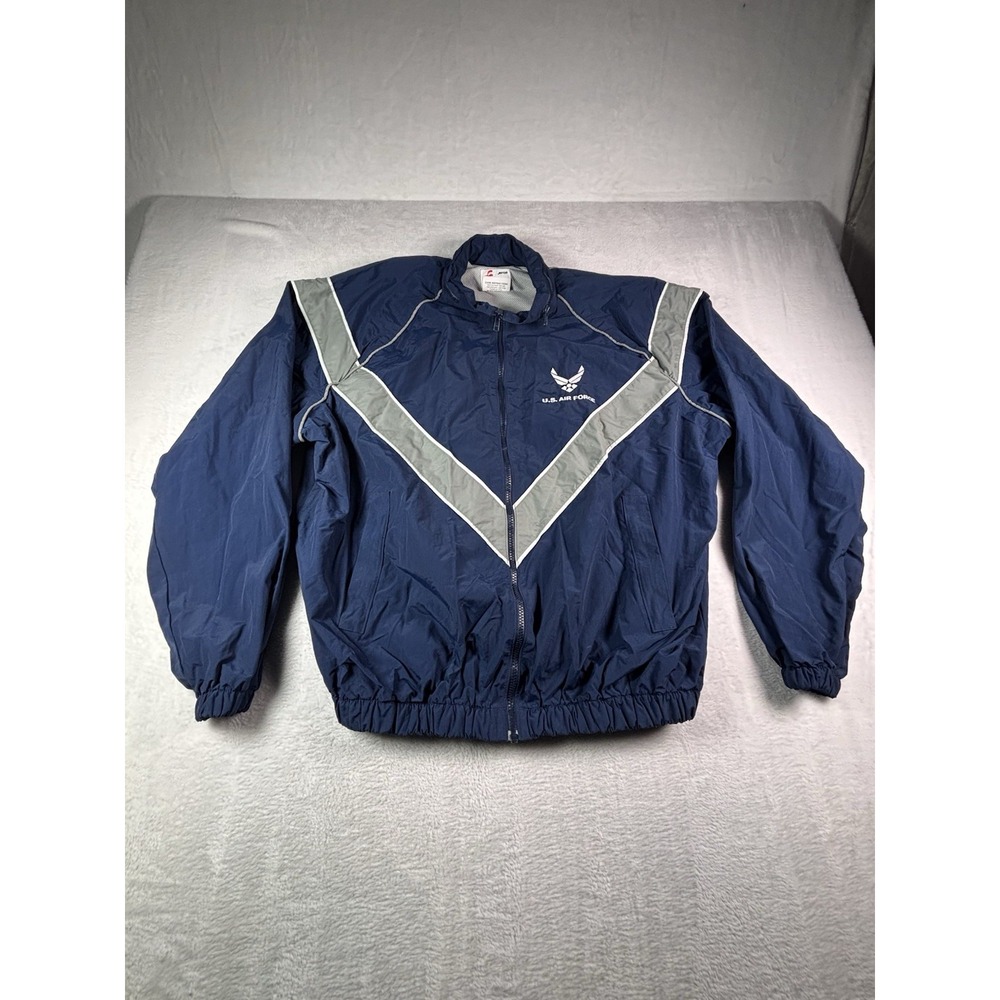 US Air Force Skilcraft Jacket Mens Large Regular Windbreaker Blue PTU Full Zip